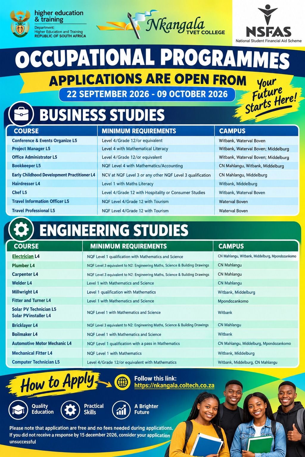 Occupational Programmes 2027